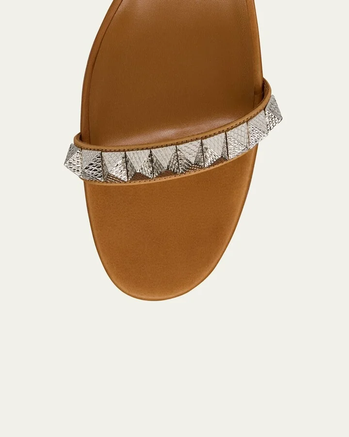 Leather Spike Ankle-Strap Sandals - Image 2