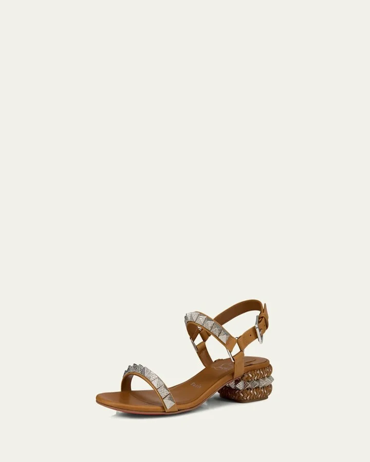 Leather Spike Ankle-Strap Sandals - Image 3