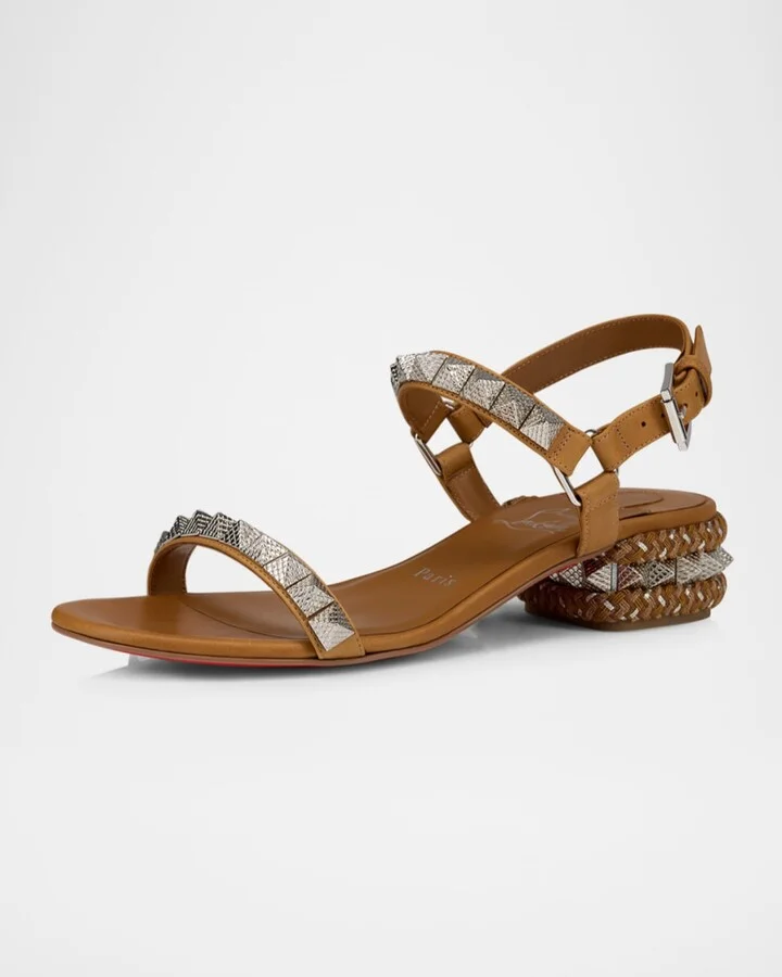 Leather Spike Ankle-Strap Sandals - Image 2