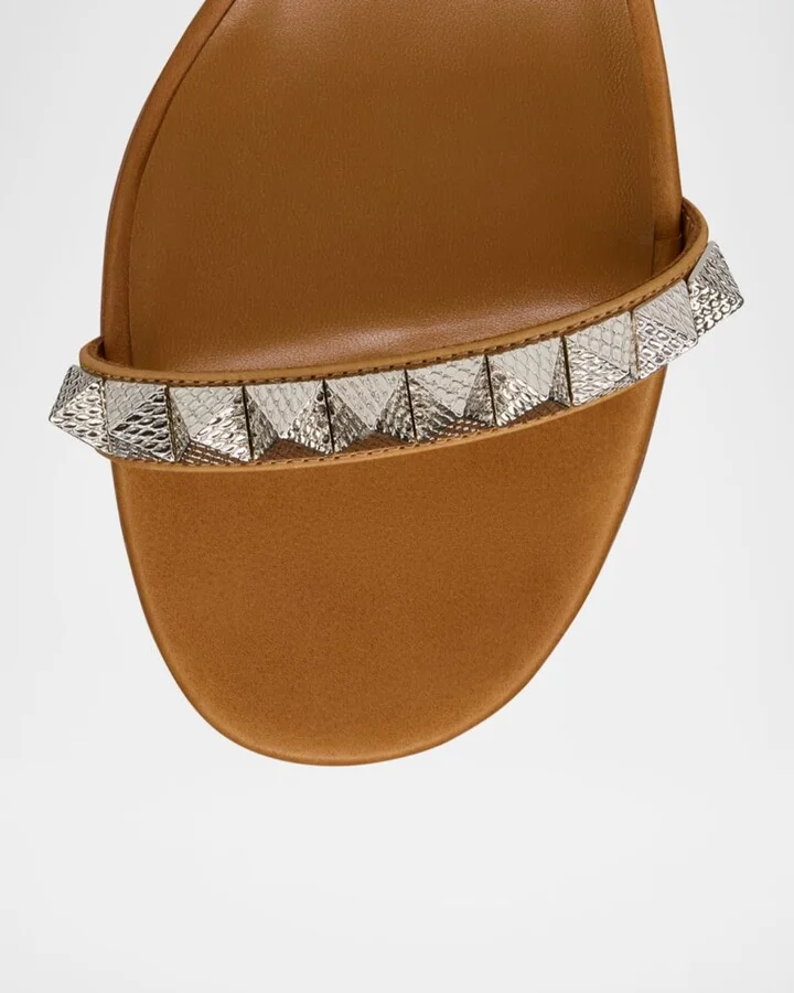 Leather Spike Ankle-Strap Sandals - Image 3