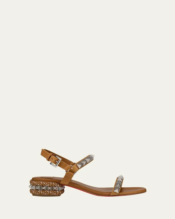 Leather Spike Ankle-Strap Sandals