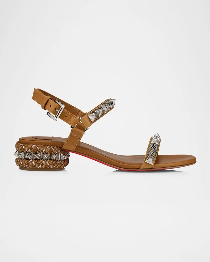 Leather Spike Ankle-Strap Sandals