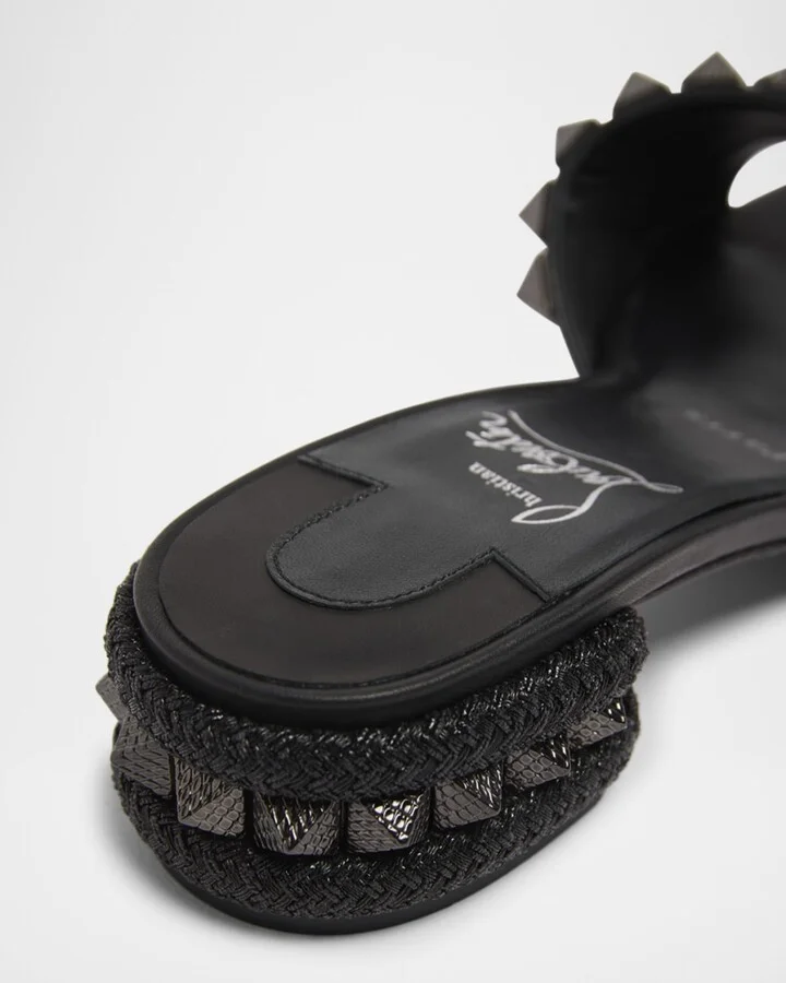 Leather Spike Red Sole Mule Sandals - Image 3
