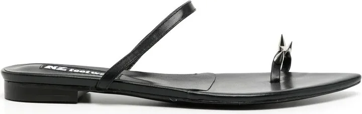 Leather Spike-Stud Sandals