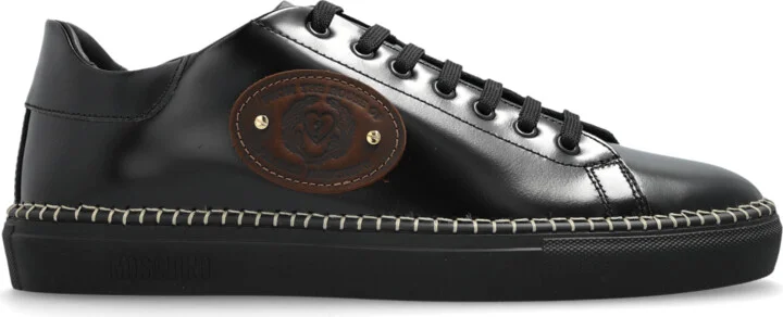 Leather Sports Shoes, , - Black