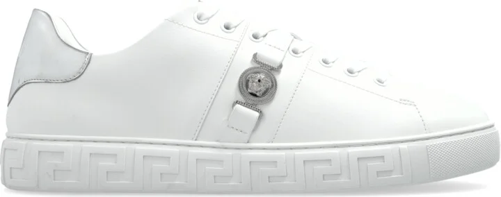 Leather Sports Shoes With An Appliqué, , - White