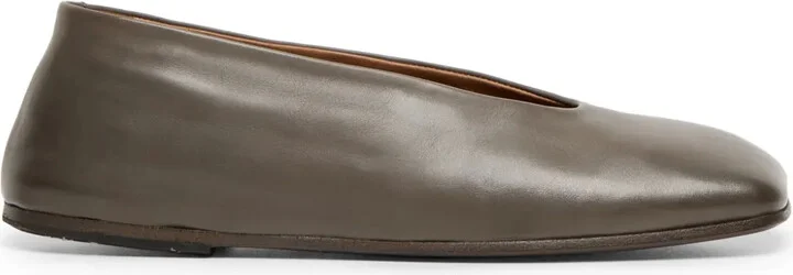 Leather Square-Toe Ballerina Shoes