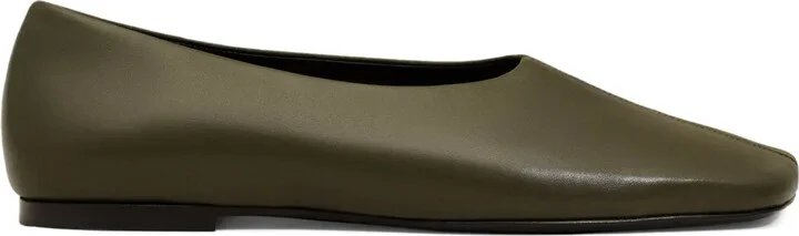 Leather Square-Toe Ballet Flats