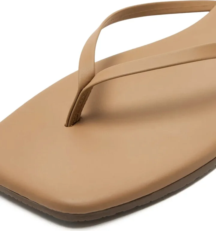 Leather Square-Toe Flat Sandals - Image 4