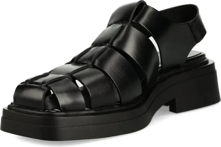 Leather Square-Toe Sandals