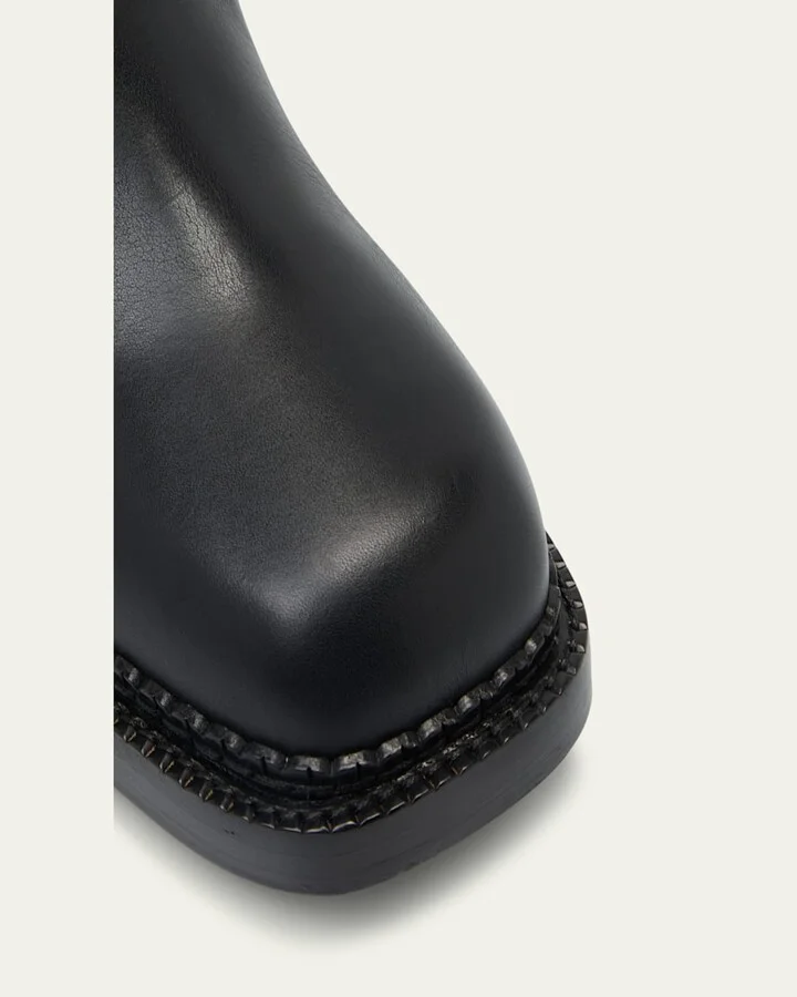Leather Square-Toe Tall Moto Boots - Image 8
