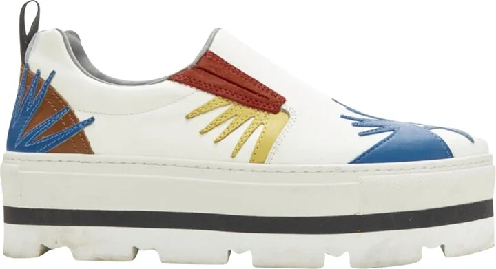 Leather Starburst Patchwork Point Toe Platform Sneaker