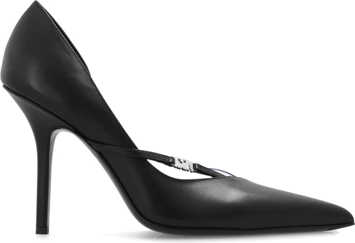 Leather Stiletto Pumps, , - Black
