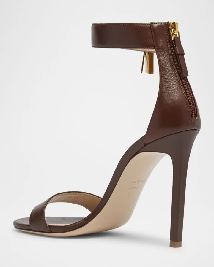 Leather Stiletto Sandals with Padlock - Image 7