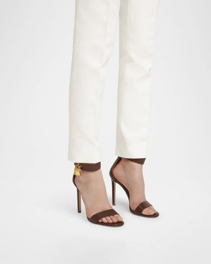 Leather Stiletto Sandals with Padlock - Image 10