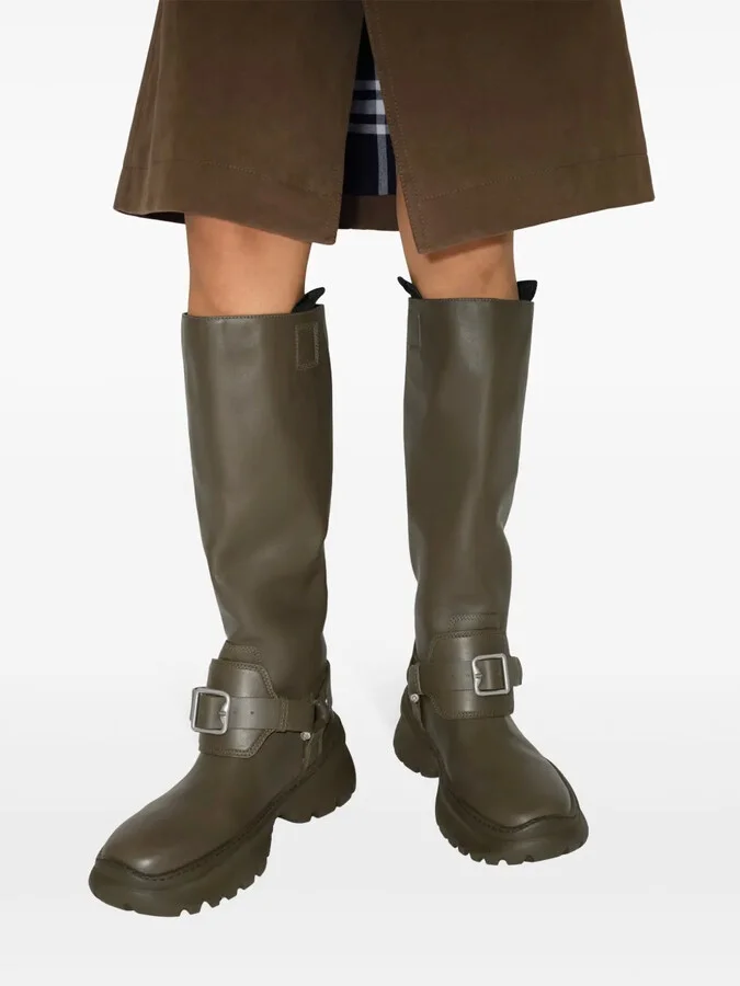 Leather Stomp Knee-High Boots - Image 4