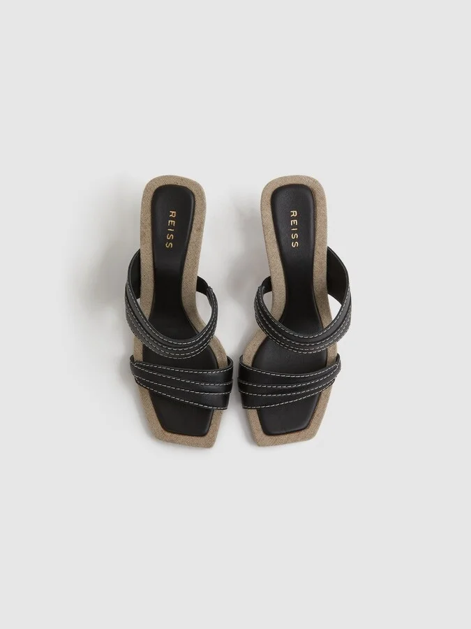 Leather Strap Heeled Mules - Image 3