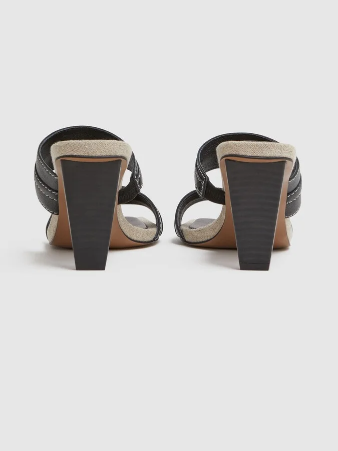 Leather Strap Heeled Mules - Image 4