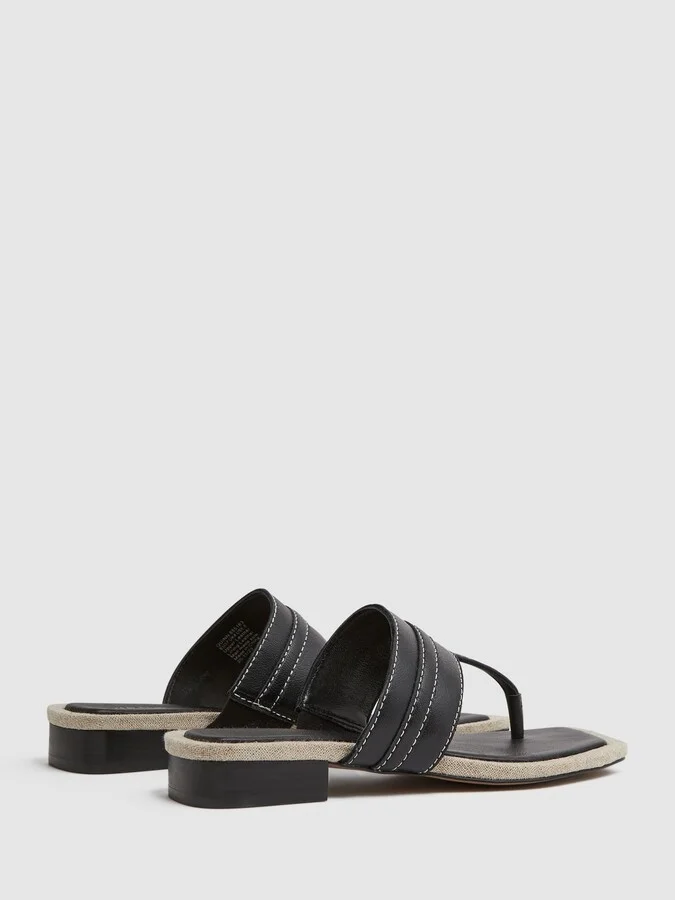 Leather Strap Thong Sandals - Image 4