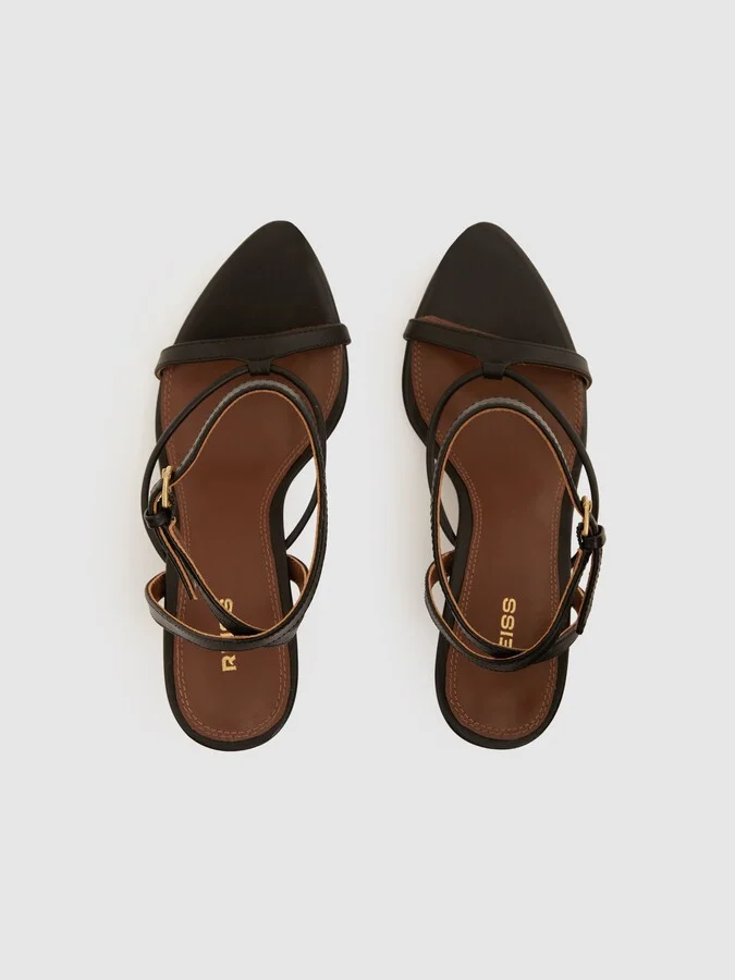 Leather Strappy Heeled Sandals - Image 3