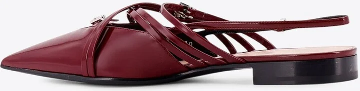 Leather Strappy Pointed-Toe Flats - Image 2