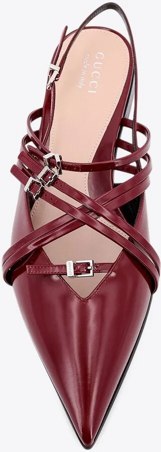 Leather Strappy Pointed-Toe Flats - Image 3