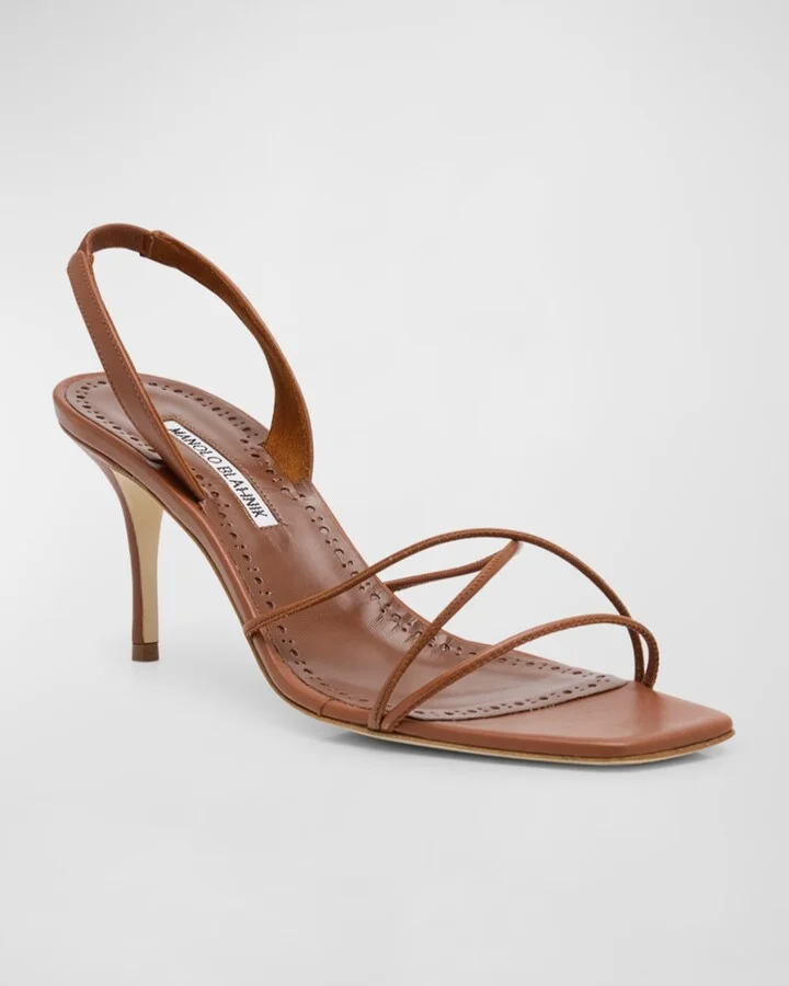 Leather Strappy Slingback Sandals - Image 10