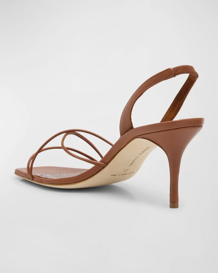 Leather Strappy Slingback Sandals - Image 11