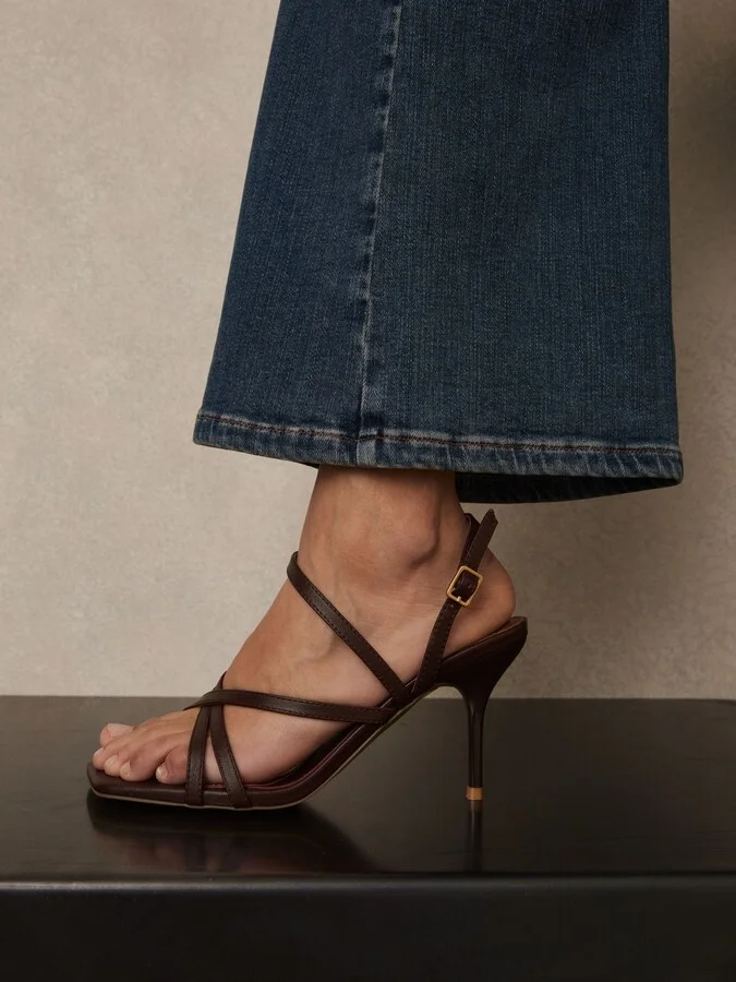 Leather Strappy Stiletto Sandals - Image 2