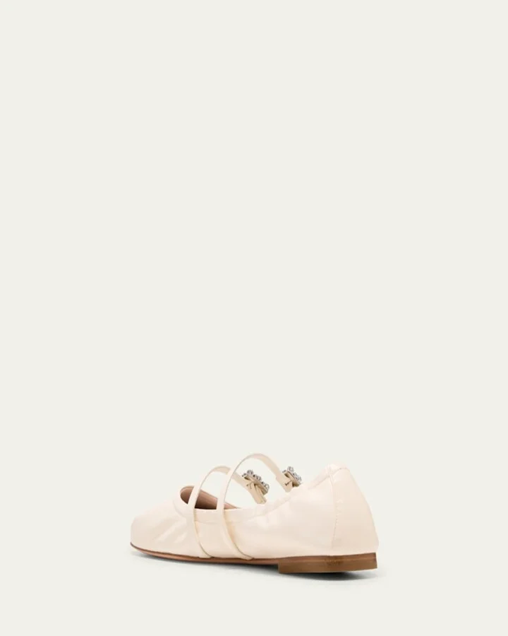 Leather Strass Dual Buckle Ballerina Flats - Image 2
