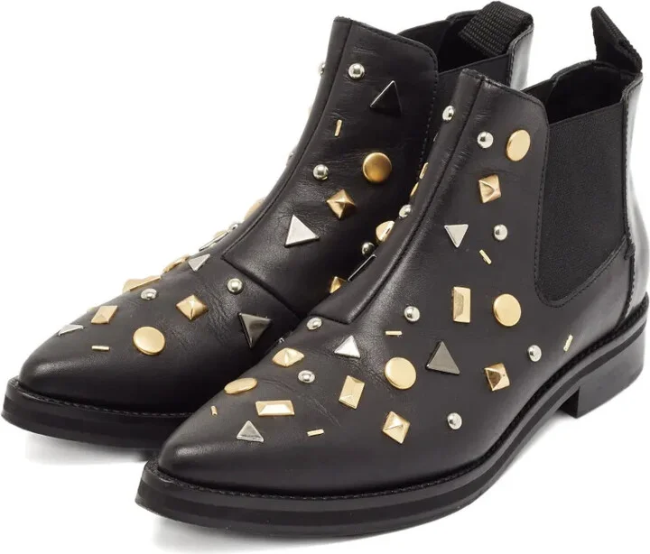 Leather Stud-Embellished Boots - Image 2