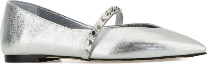Leather Studded Ballerina Shoes - Image 2