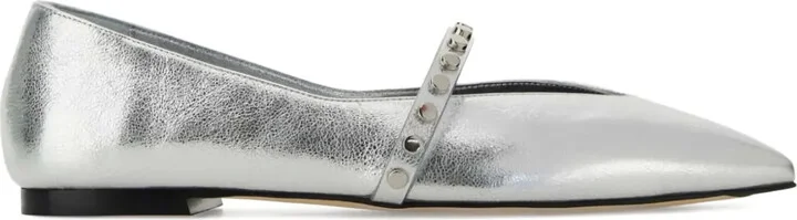 Leather Studded Ballerina Shoes