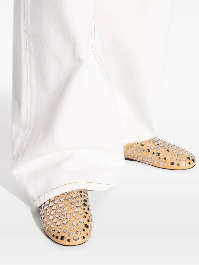 Leather Studded Flat Mules - Image 3