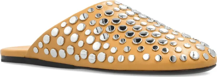 Leather Studded Flat Mules