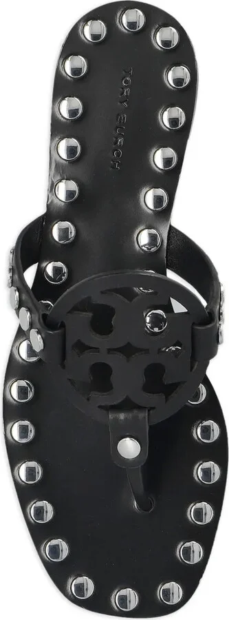 Leather Studded Flat Sandals - Image 3