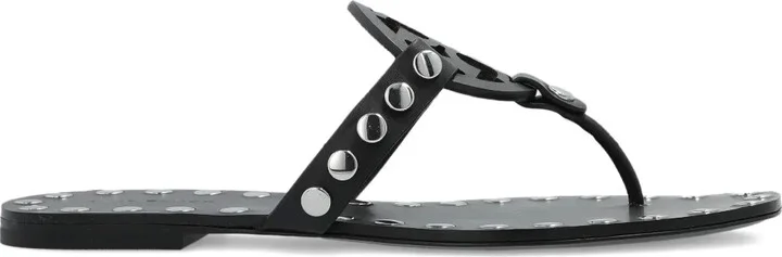 Leather Studded Flat Sandals