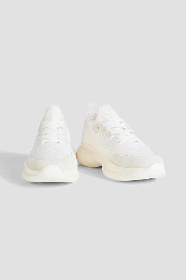 Leather, suede and stretch-knit sneakers - Image 2