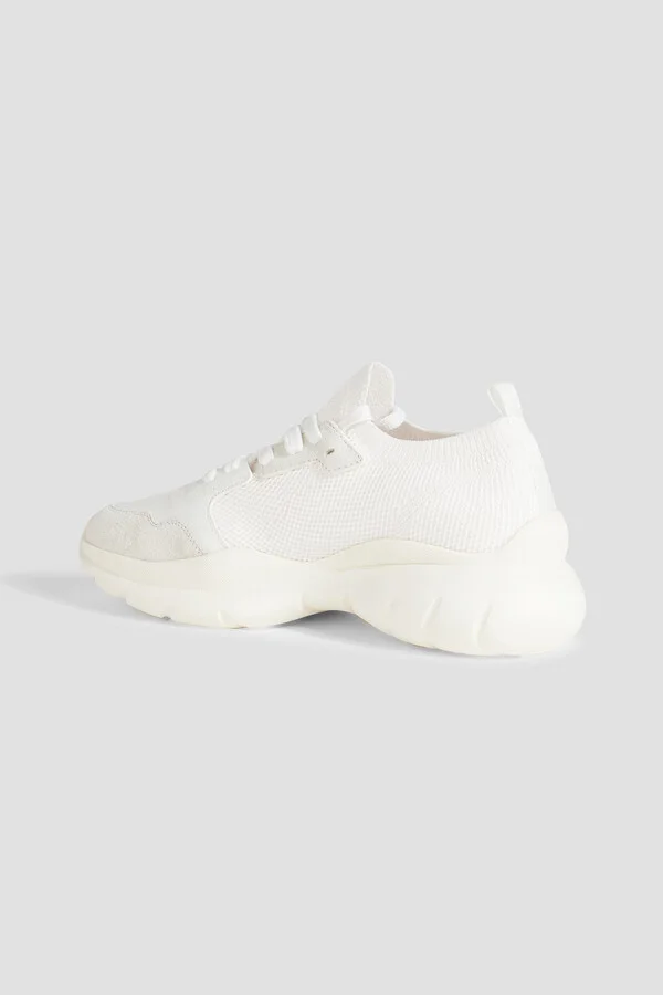 Leather, suede and stretch-knit sneakers - Image 3