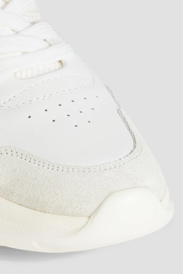 Leather, suede and stretch-knit sneakers - Image 4