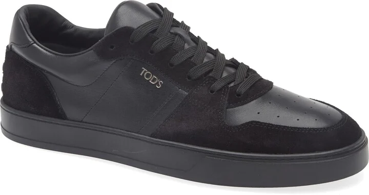 Leather & Suede Lace-Up Low Top Sneaker