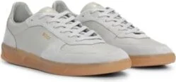 Leather-suede trainers with foil-print branding- Grey Men's Sneakers size 9