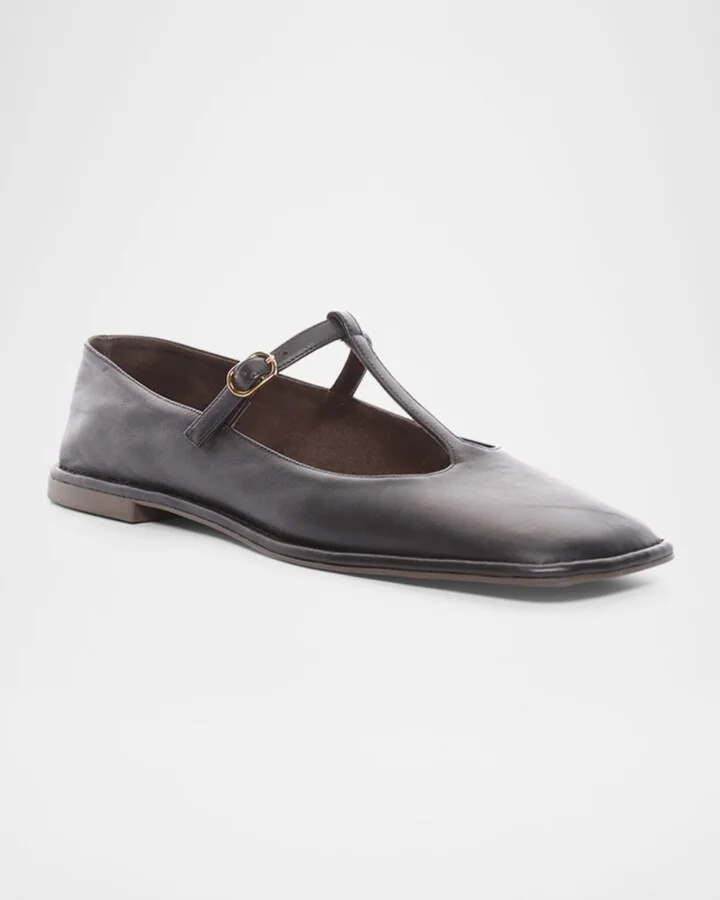 Leather T-Strap Ballerina Flats - Image 3