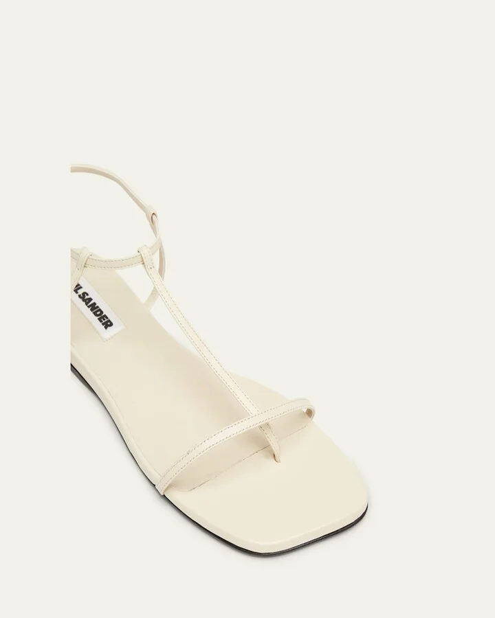 Leather T-Strap Sandals - Image 4