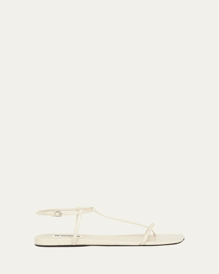 Leather T-Strap Sandals