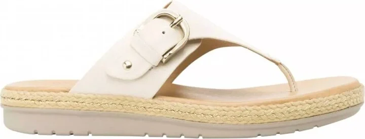 Leather Thong Sandals In Beige