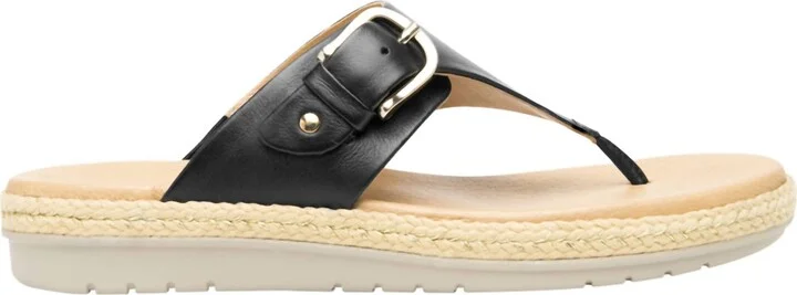 Leather Thong Sandals In Black