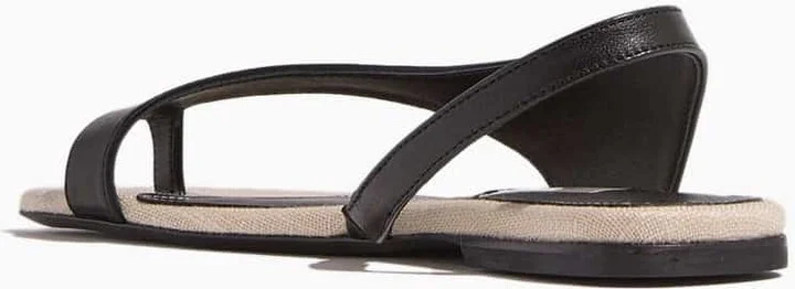Leather Thong Sandals in Black/Sand - Image 3