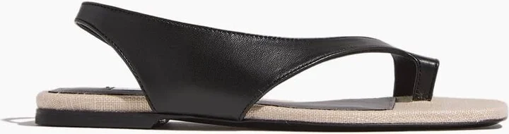 Leather Thong Sandals in Black/Sand