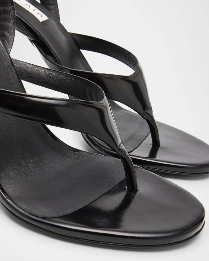 Leather Thong Slingback Sandals - Image 5